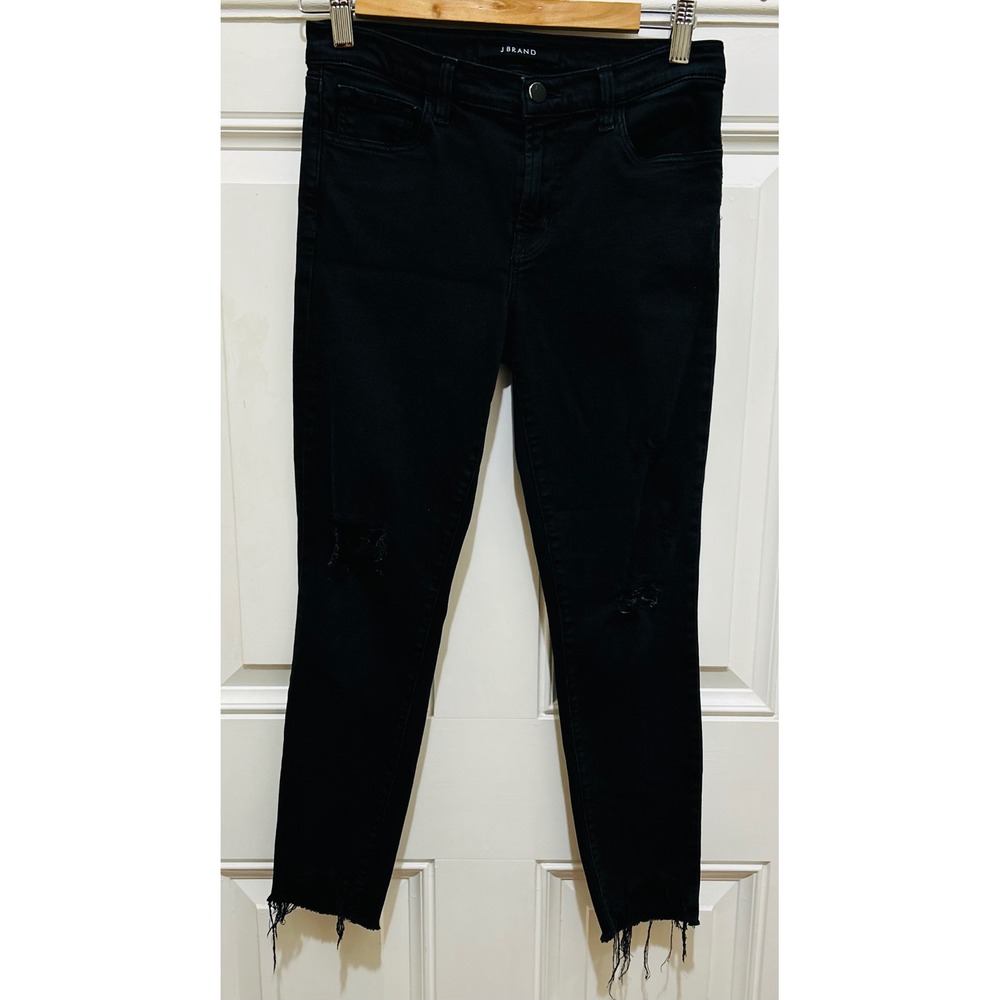 J Brand Black Distressed Ankle Skinny Jeans Womens Size 27 Denim